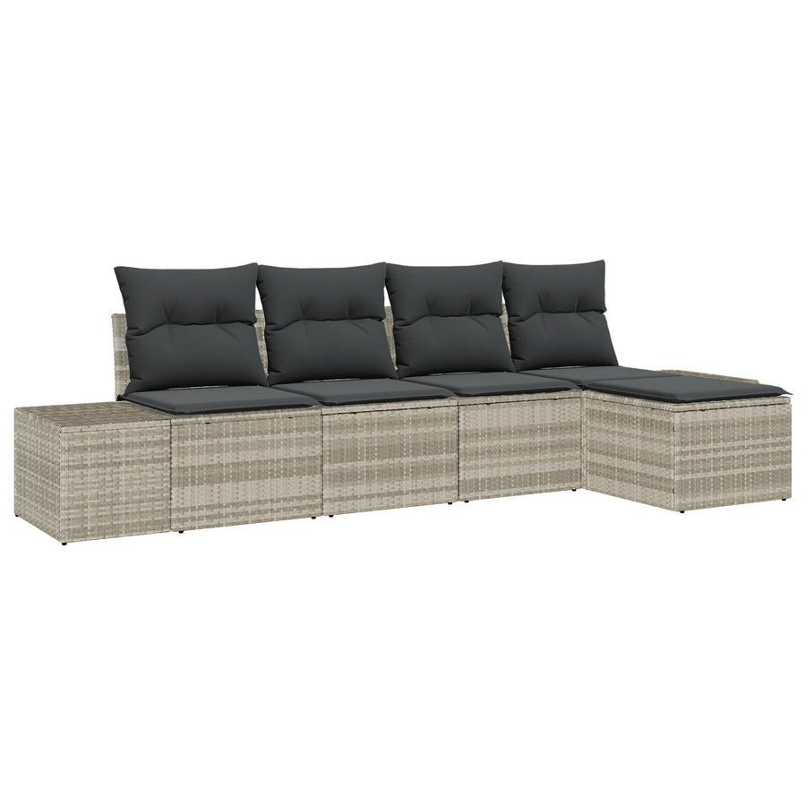 5 Piece Garden Sofa Set Met Kussens Licht Grijs Poly Rattan
