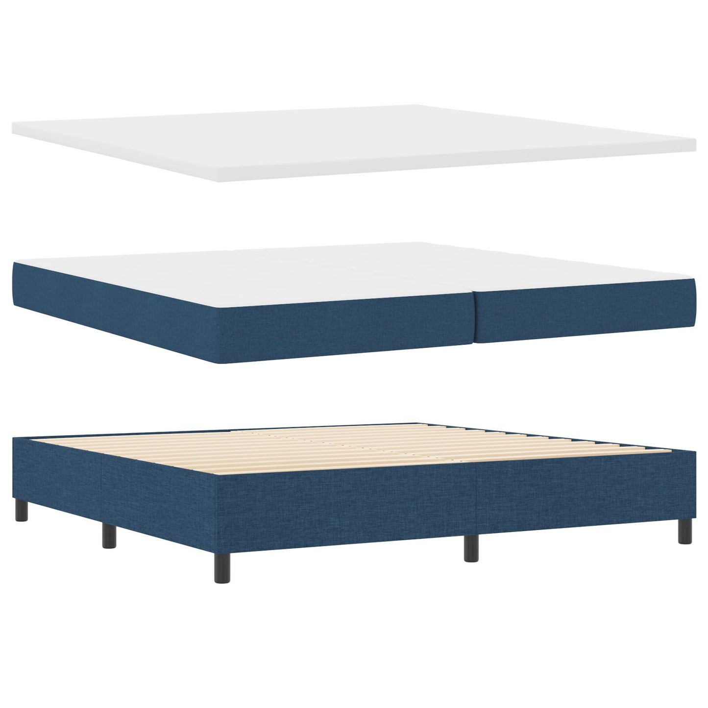 Boxspring Bed Met Matras & Bank Stof Blauw 200 x 200 cm Lijnen ontwerp