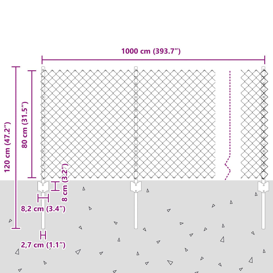 Kettenschuifhek Met 10 U Posts Groen 0.8X10 M Staal