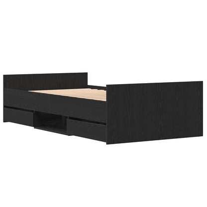 Bedframe Zonder Matras Zwart Eiken 90X200 Cm Bewerkt Hout