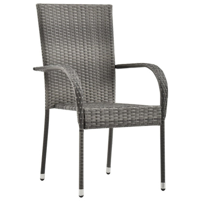 7-Delige Tuinset Grijs Poly Rattan