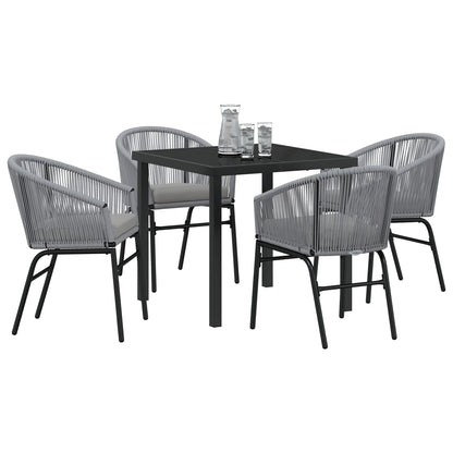 5-Delige Tuin Eetset Grijs Poly Rattan