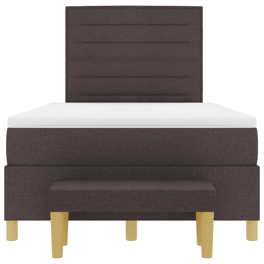 Boxspringbed Met Matras & Bank Donkerbruin 120X190 Cm Stof Blauw