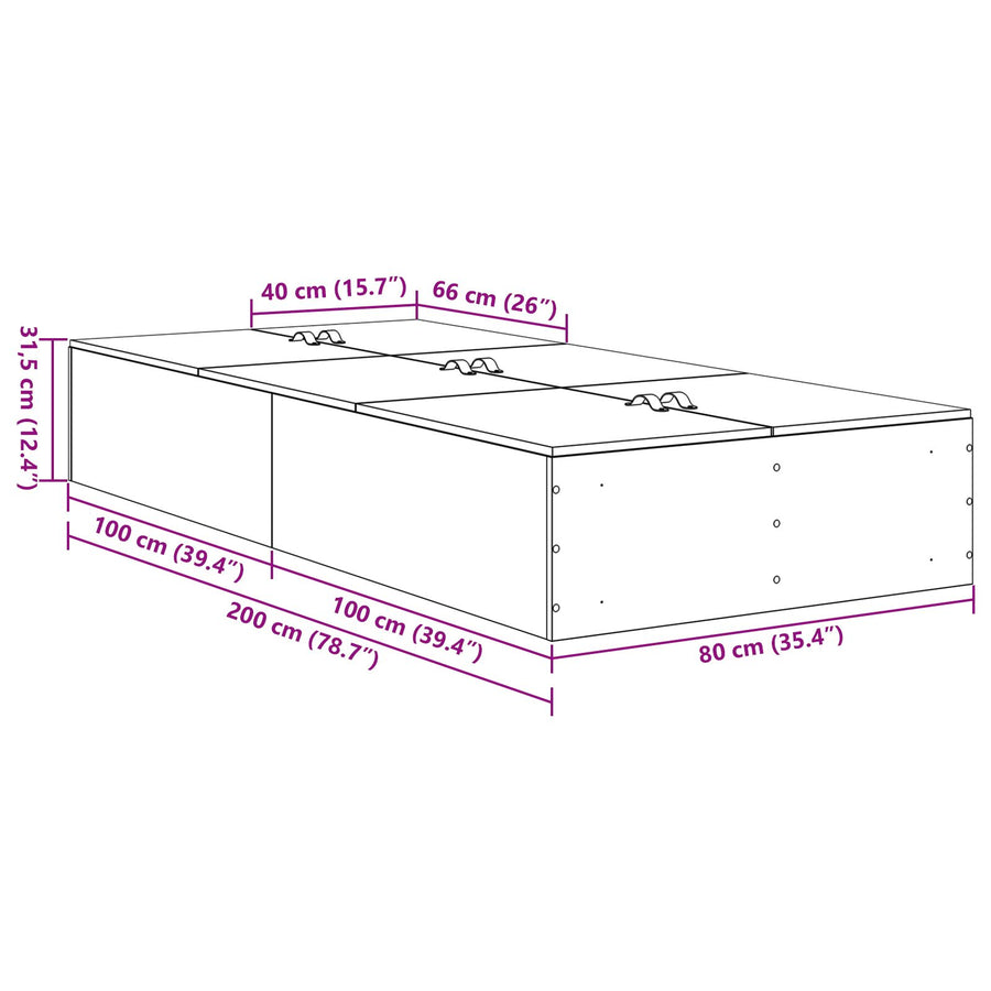 Opbergbedframe Grijs Sonoma 80 x 200 cm