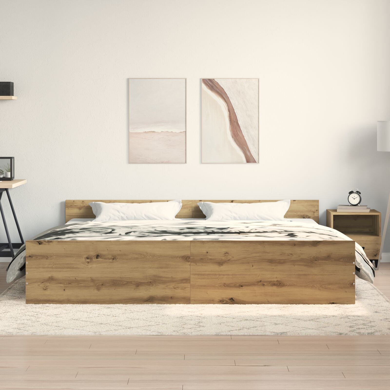 Bedframe Artisan Eiken 200X200 Cm Bewerkt Hout