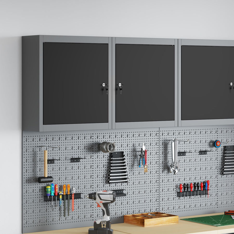 Gereedschapskast Muurmontage 50X20X55 Cm Staal 50 cm Zwart en grijs Muurkast