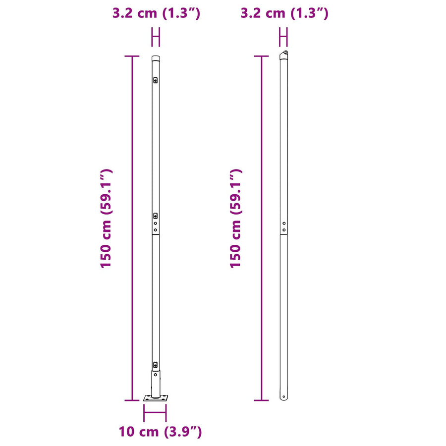 Fence Posts Set Van 52 Beton 3.2 X 3.2 X 78.5 Cm Duurzaam Groen 150 cm 26x betonnen post