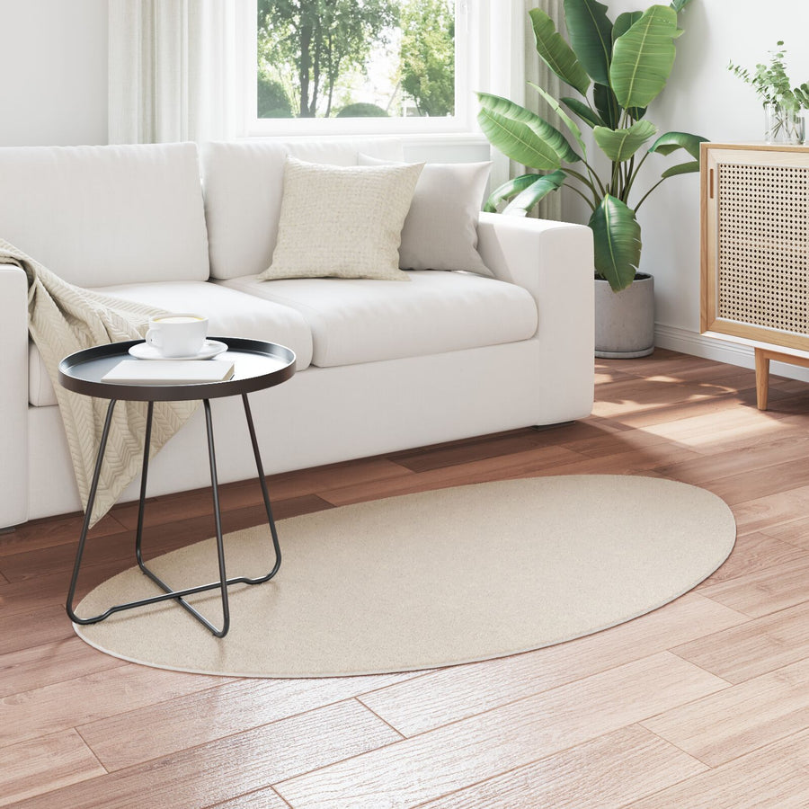 Tapijt ""Huarte"" Korte Pool Zacht En Wasbaar Beige 80 x 150 cm Ovaal-Asymmetrisch