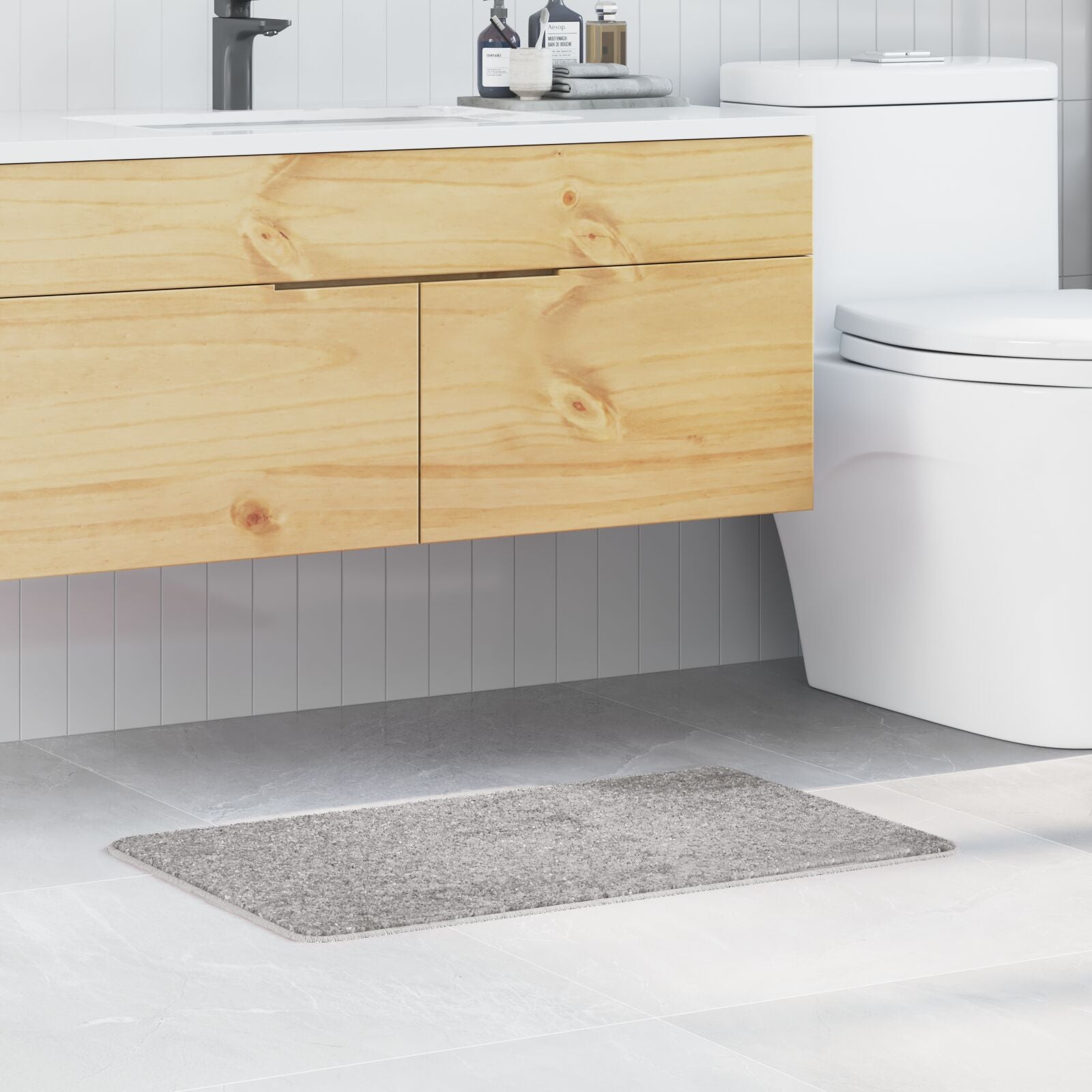 Badmat Rechthoekig Polypropeen Antislip Grijs 50 x 80 cm