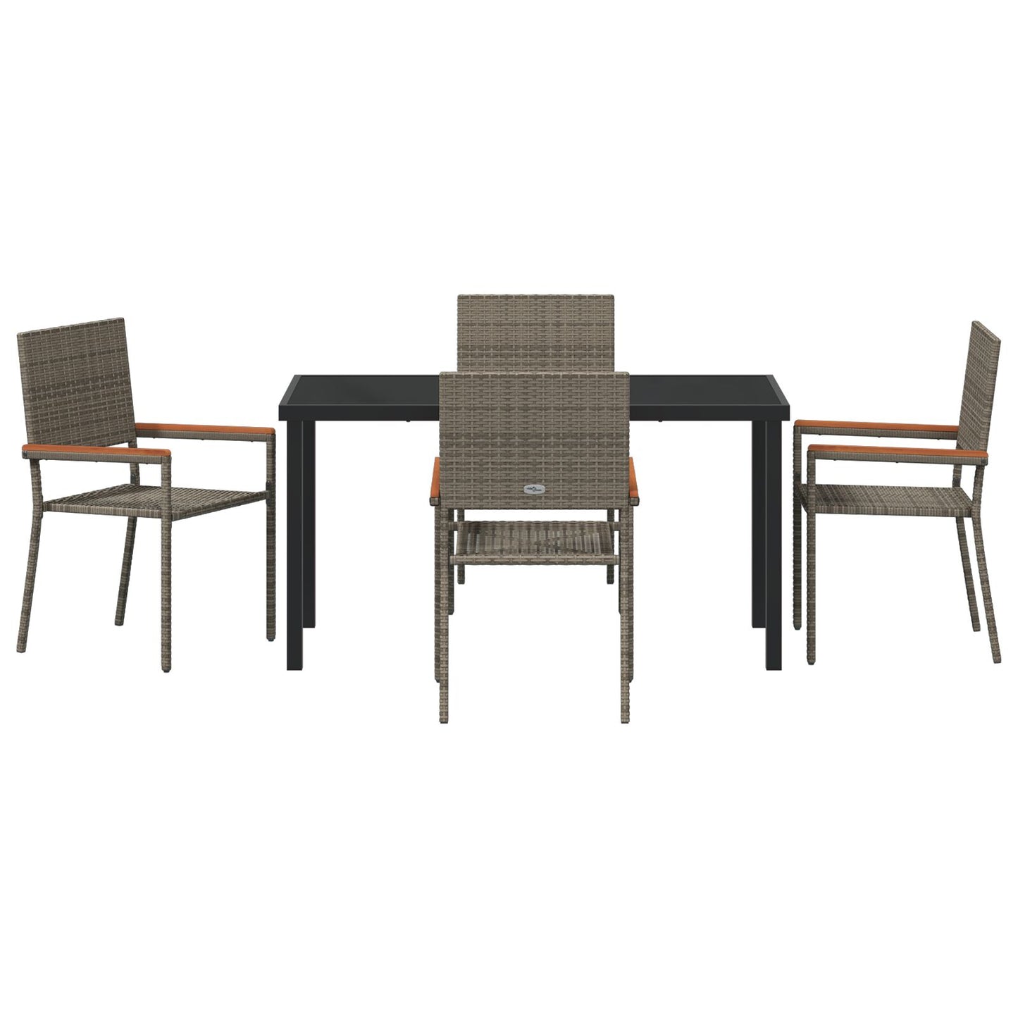 5 Delige Tuin Eetset Grijs Poly Rattan