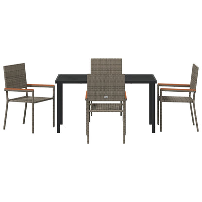 5 Delige Tuin Eetset Grijs Poly Rattan