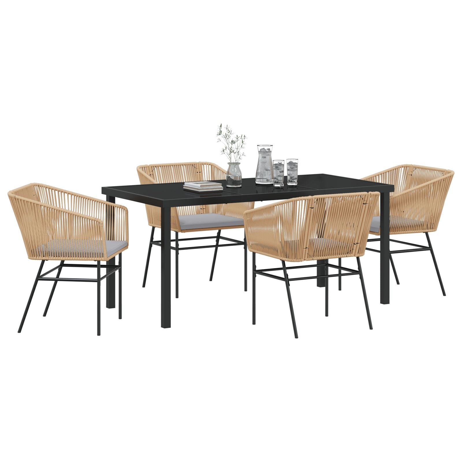 Set Van 3 Bruin Pe Rattan Standaard Uv-Bestendige Materialen