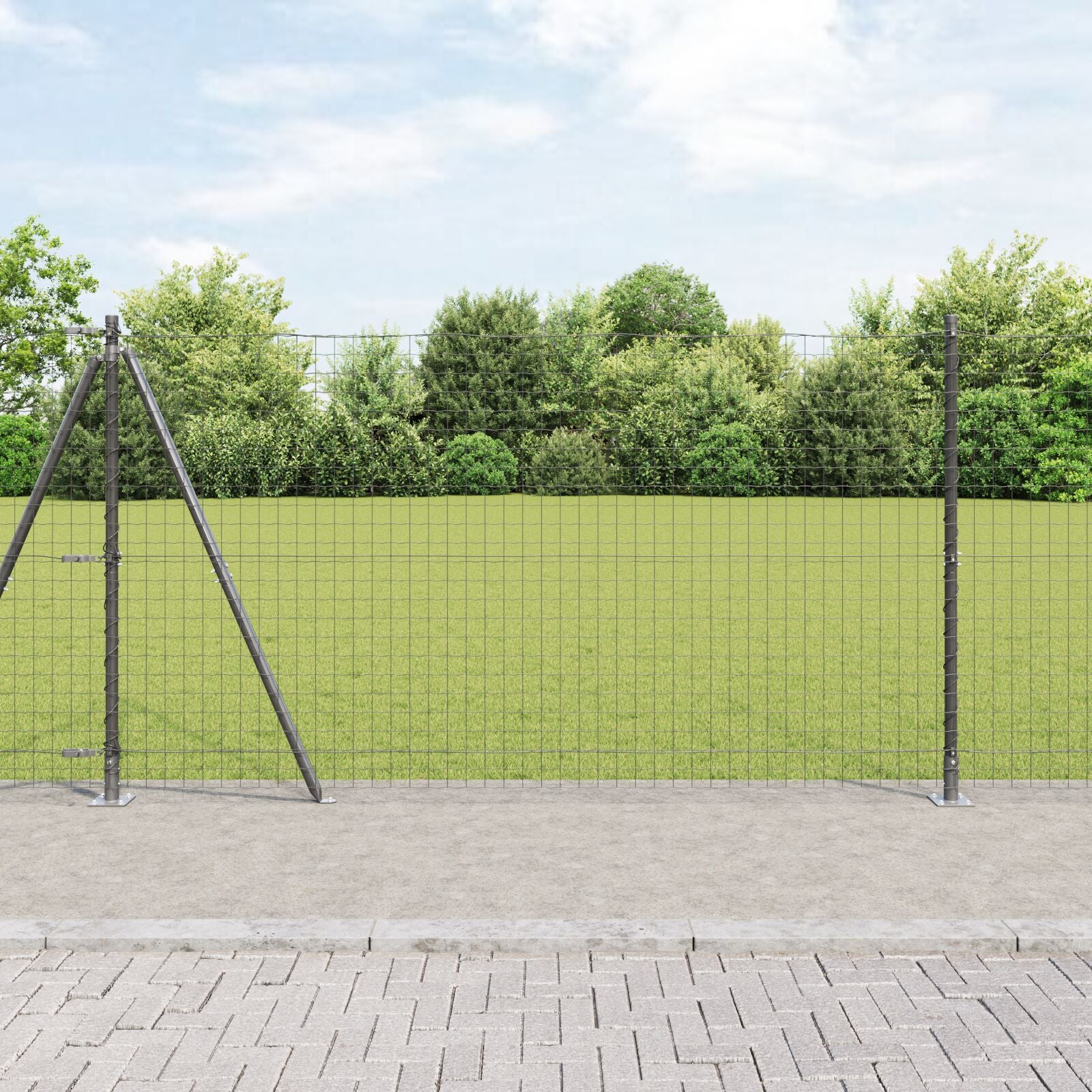 Hekpalen Set Van 104 Beton En Metaal 3,2 X 3,2 X 68,5 Cm Grijs 130 cm 52x betonnen paal