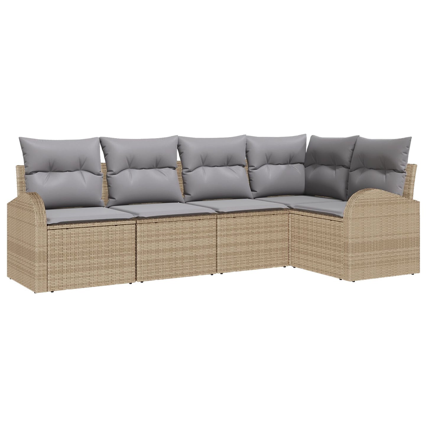 5-Delige Tuin Sofa Set Met Kussens Poly Rattan Beige en grijs zonder tafel