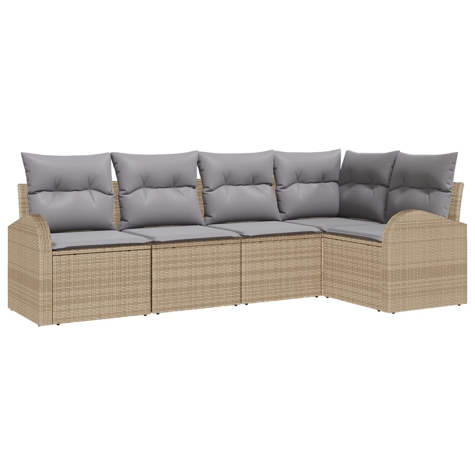 5-Delige Tuin Sofa Set Met Kussens Poly Rattan Beige en grijs zonder tafel