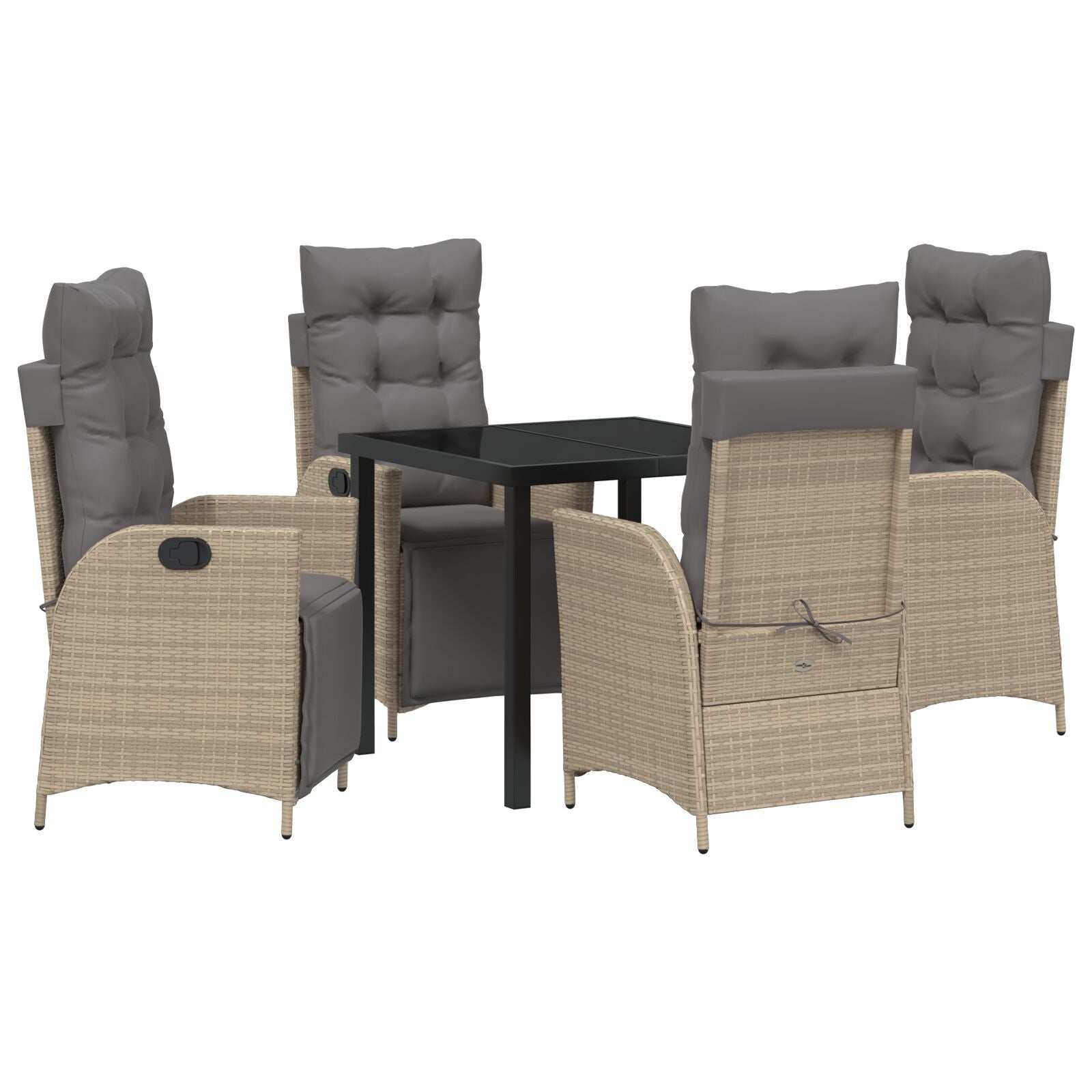 5-Delig Tuin Eetset Beige Poly Rattan