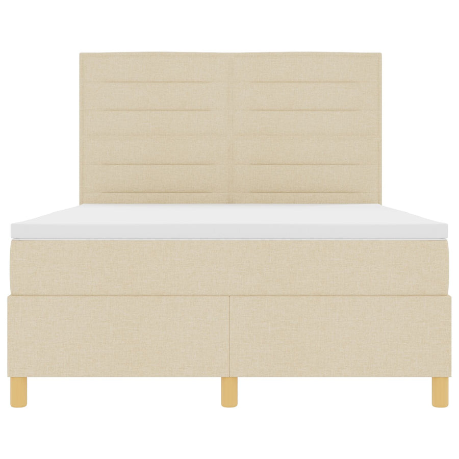 Boxspringbed Met Matras Crème 140X200 Cm Stof Blauw