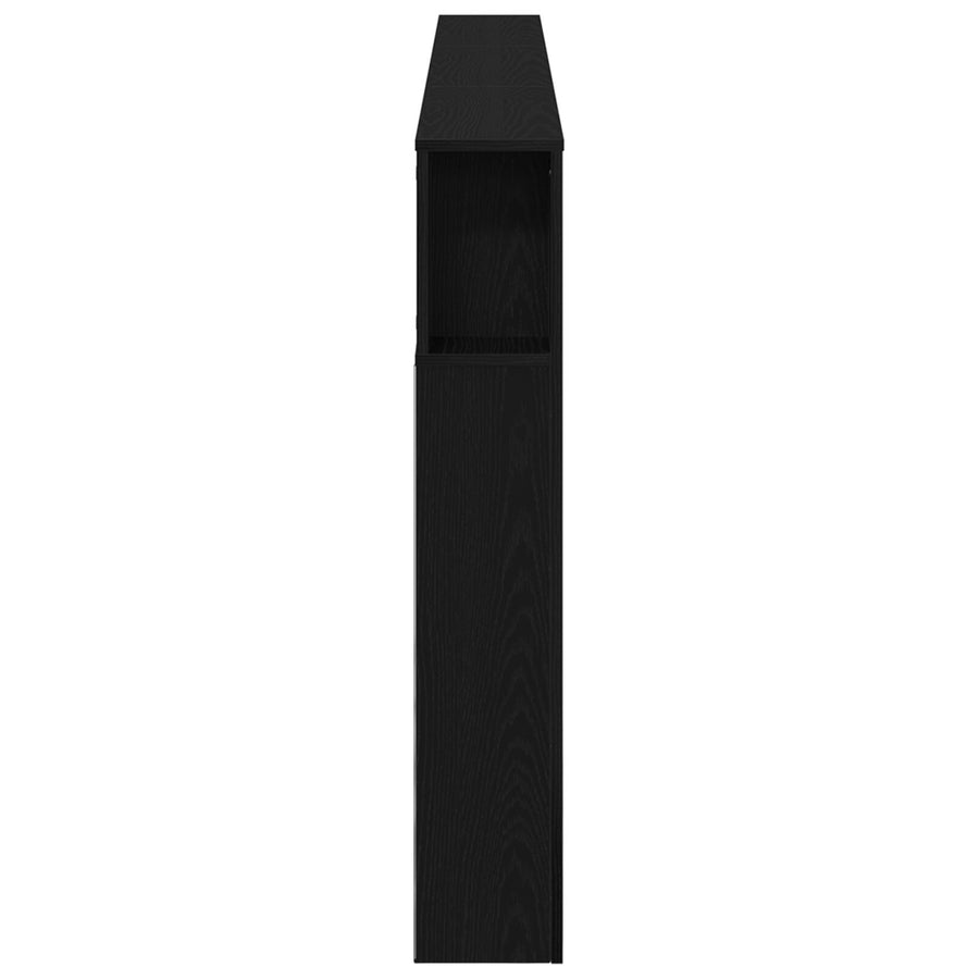 Opberghoofdeksel Met Led-Verlichting Zwart Eiken 220X18,5X103,5 Cm