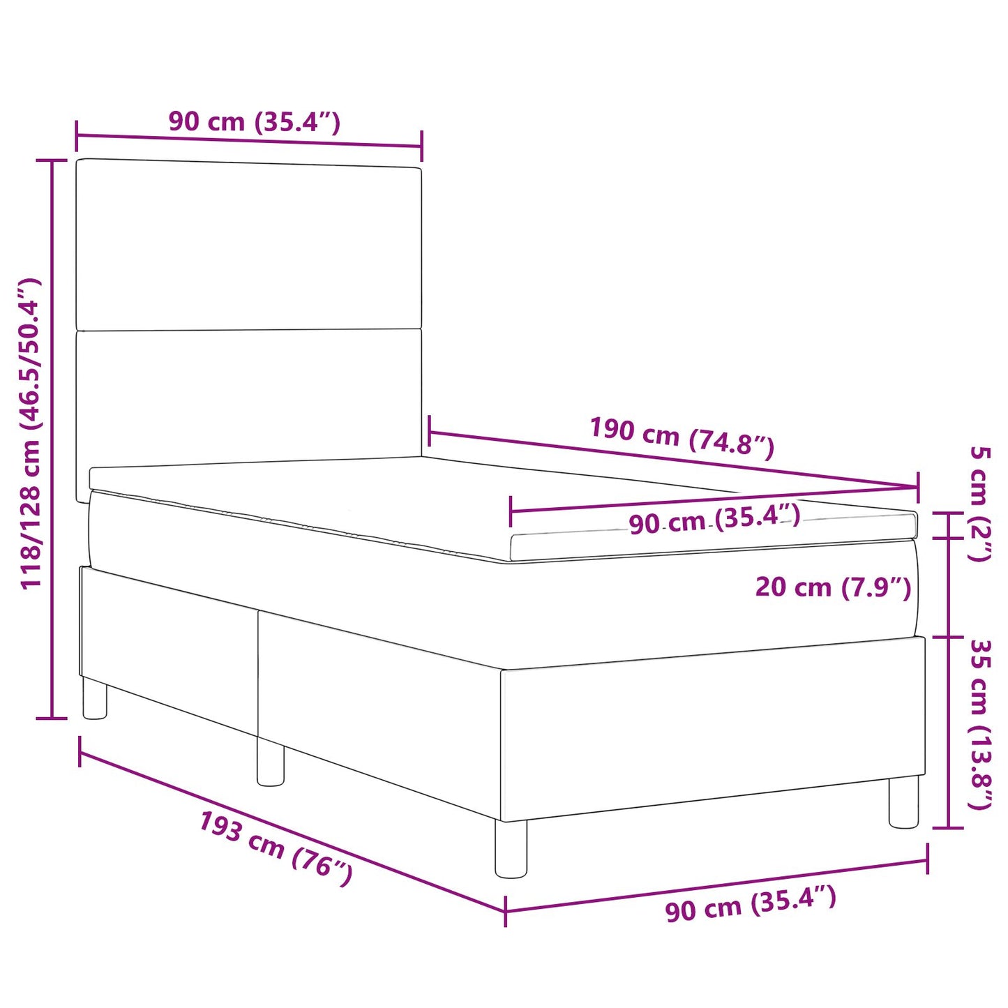 Boxspringbed Met Matras Crème Eenpersoons Corduroy Stof