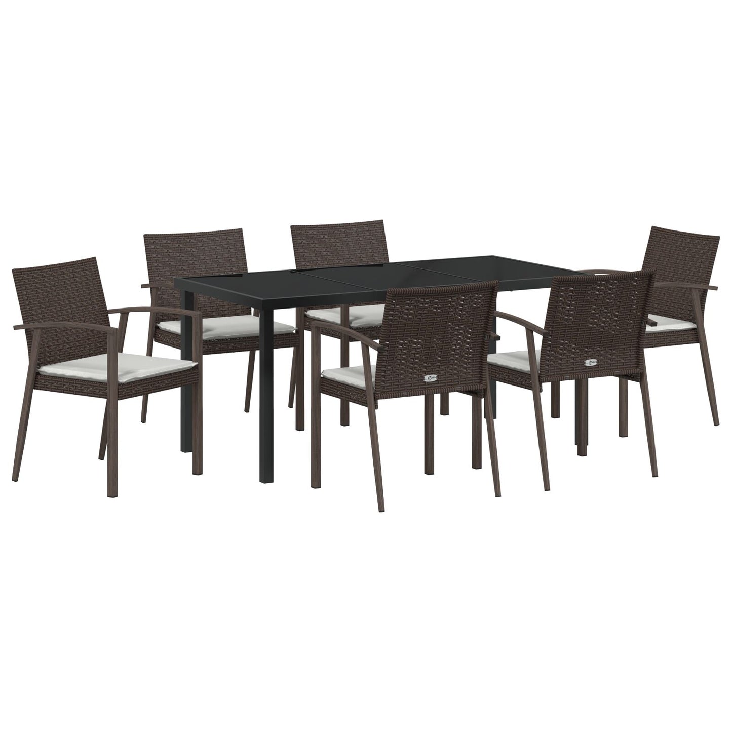 Set Van 4 Bruin Poly Rattan, Staal, Polyester, Schuim Standaard