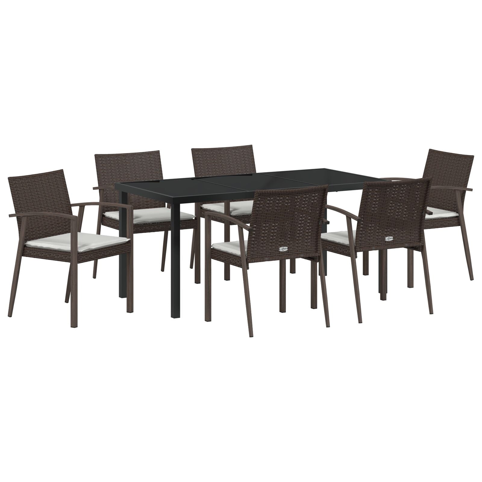 Set Van 4 Bruin Poly Rattan, Staal, Polyester, Schuim Standaard