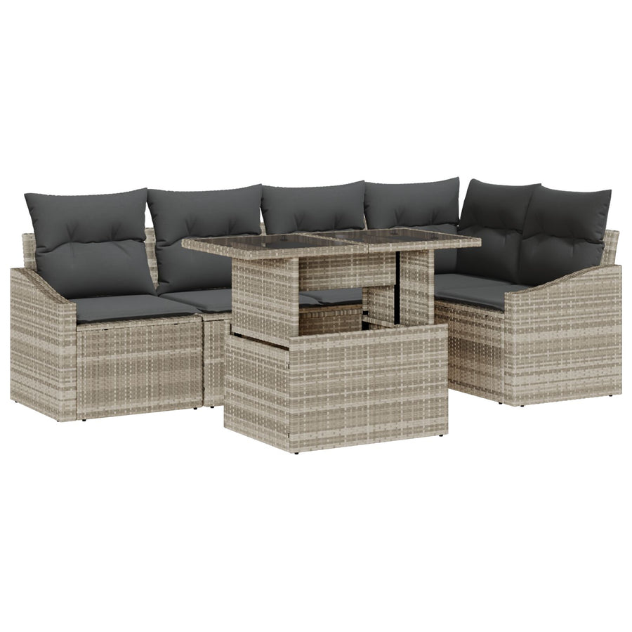 Tuinbank Set Set Van 6 Beige Rattan Tuinbank Set Rechthoekig