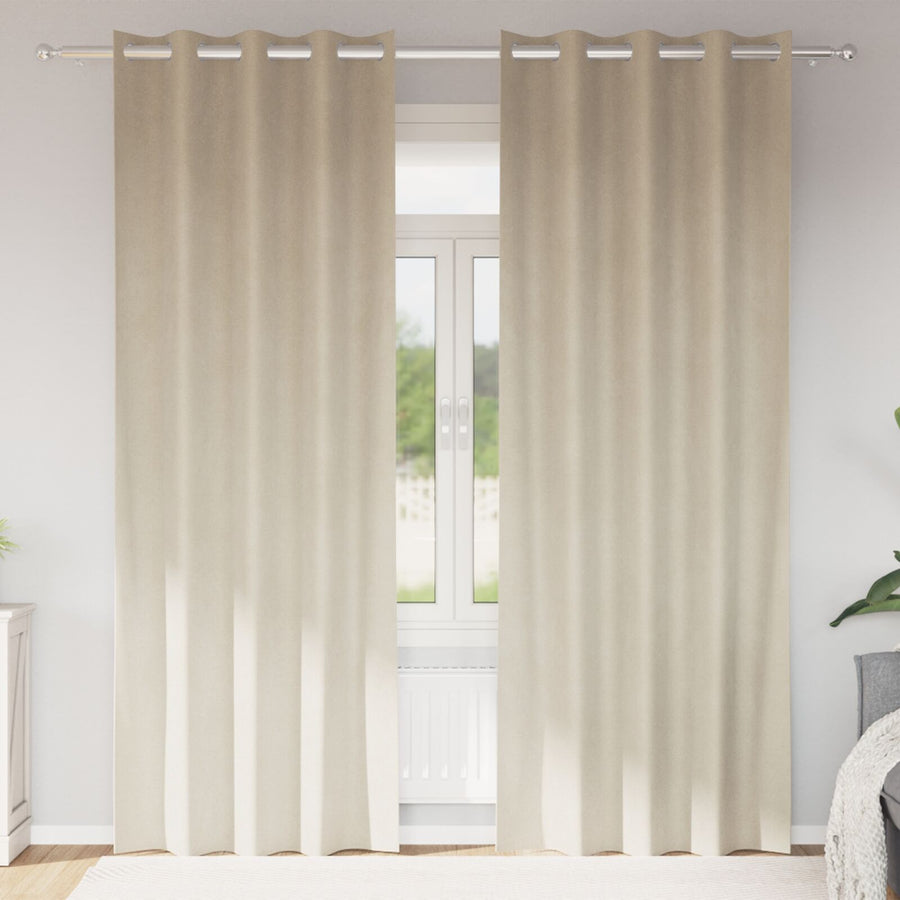 Zwarte Uiterlijke Gordijnen 2 Stuks Fluweel Crème 140 x 225 cm Met oogjes