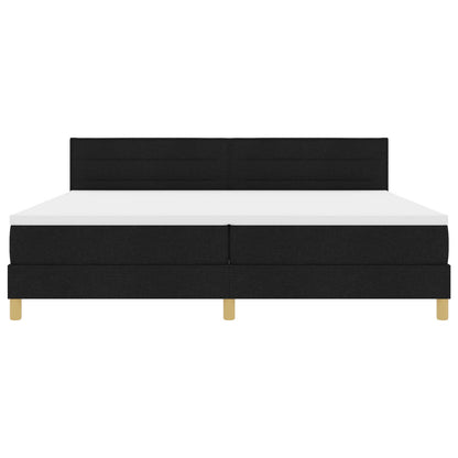 Boxspring Bed Met Matras Stof Zwart 200 x 200 cm Lijnen ontwerp