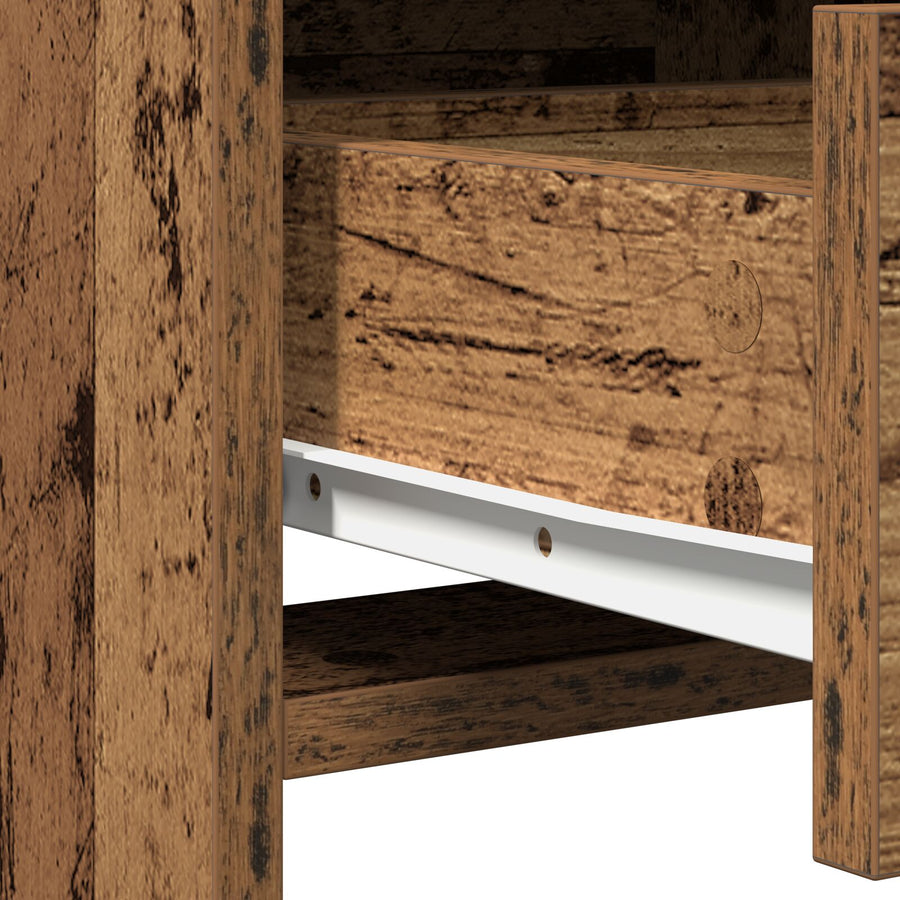 2-Delige Kaptafelset Met Led Oude Houten Gelaagd Hout