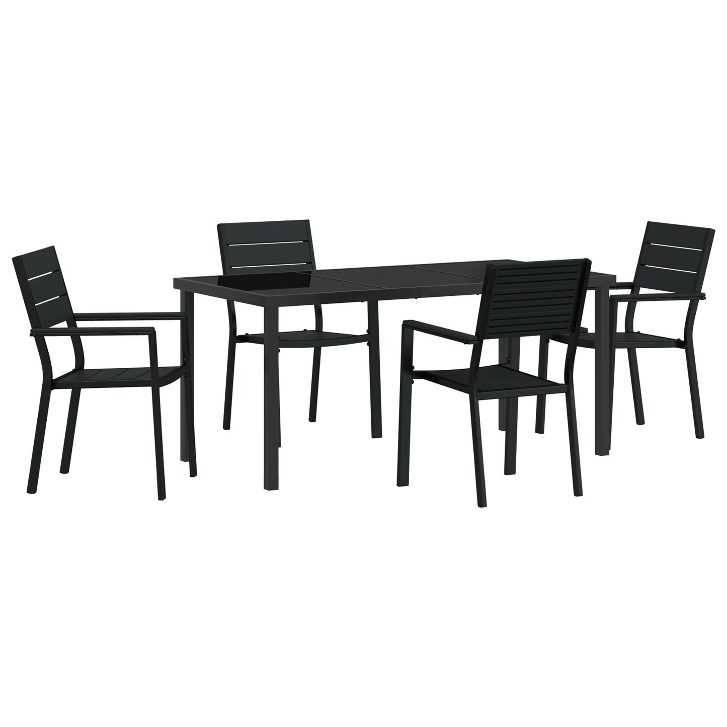 5-Delige Tuin Eetset Zwart Hdpe