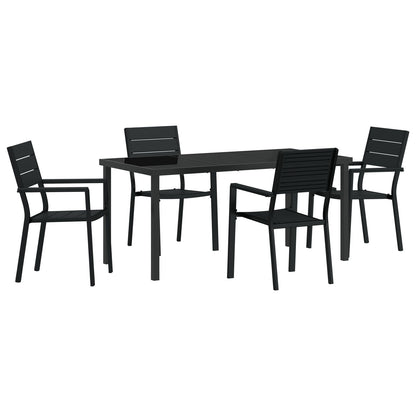 5-Delige Tuin Eetset Zwart Hdpe