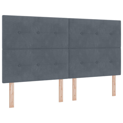 Boxspring Bed Met Matras Donkergrijs Super King Velours Blauw