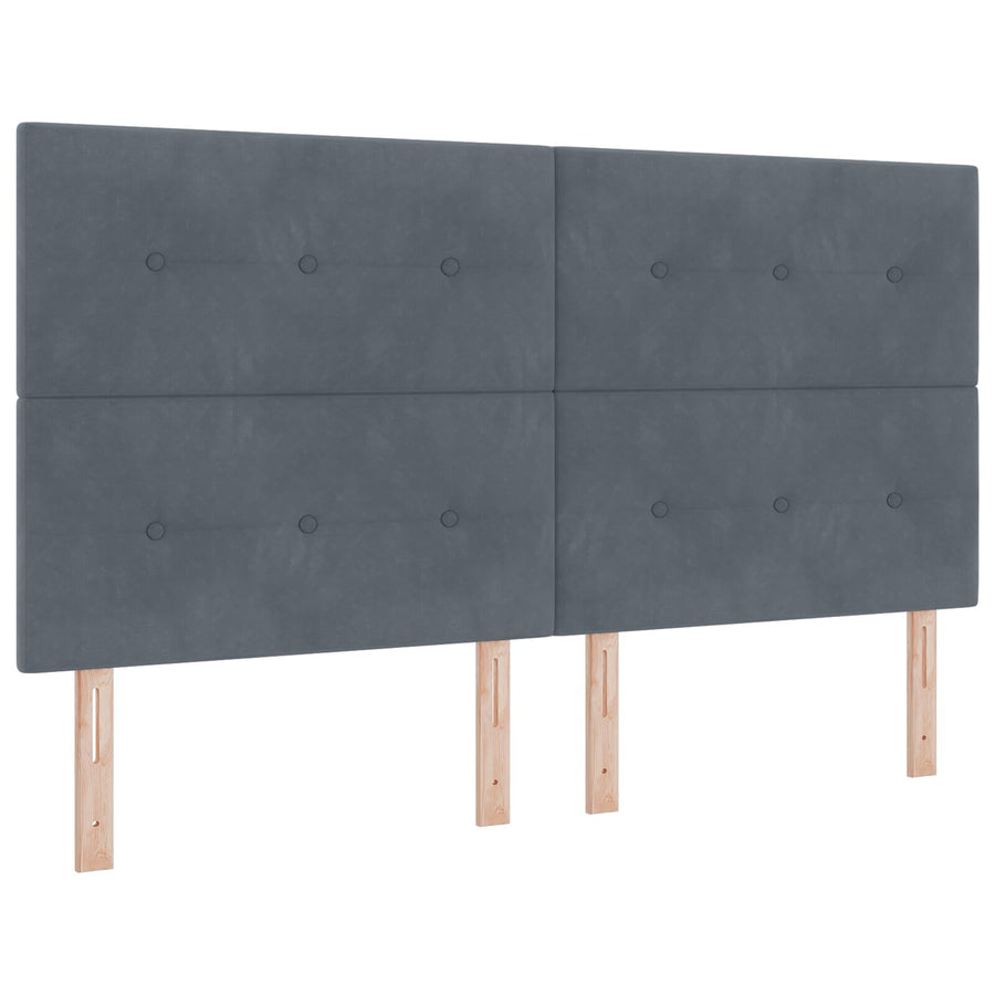 Boxspring Bed Met Matras Donkergrijs Super King Velours Blauw
