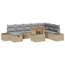 9-Delige Tuin Sofa Set Met Kussens Beige Poly Rattan