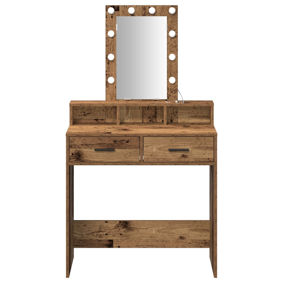 Kaptafel Met Led Verlichting - Vintage Houten Stijl, Oude hout 79 x 41 x 140 cm
