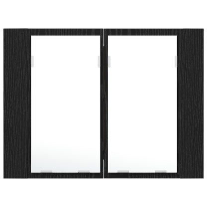 Led Spiegelkast Voor In De Badkamer Zwart Eiken 60X12X45 Cm Gelaagd Hout