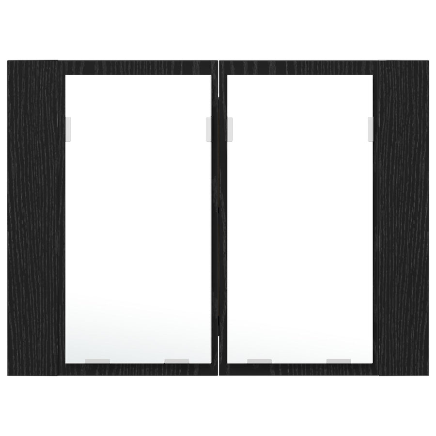 Led Spiegelkast Voor In De Badkamer Zwart Eiken 60X12X45 Cm Gelaagd Hout