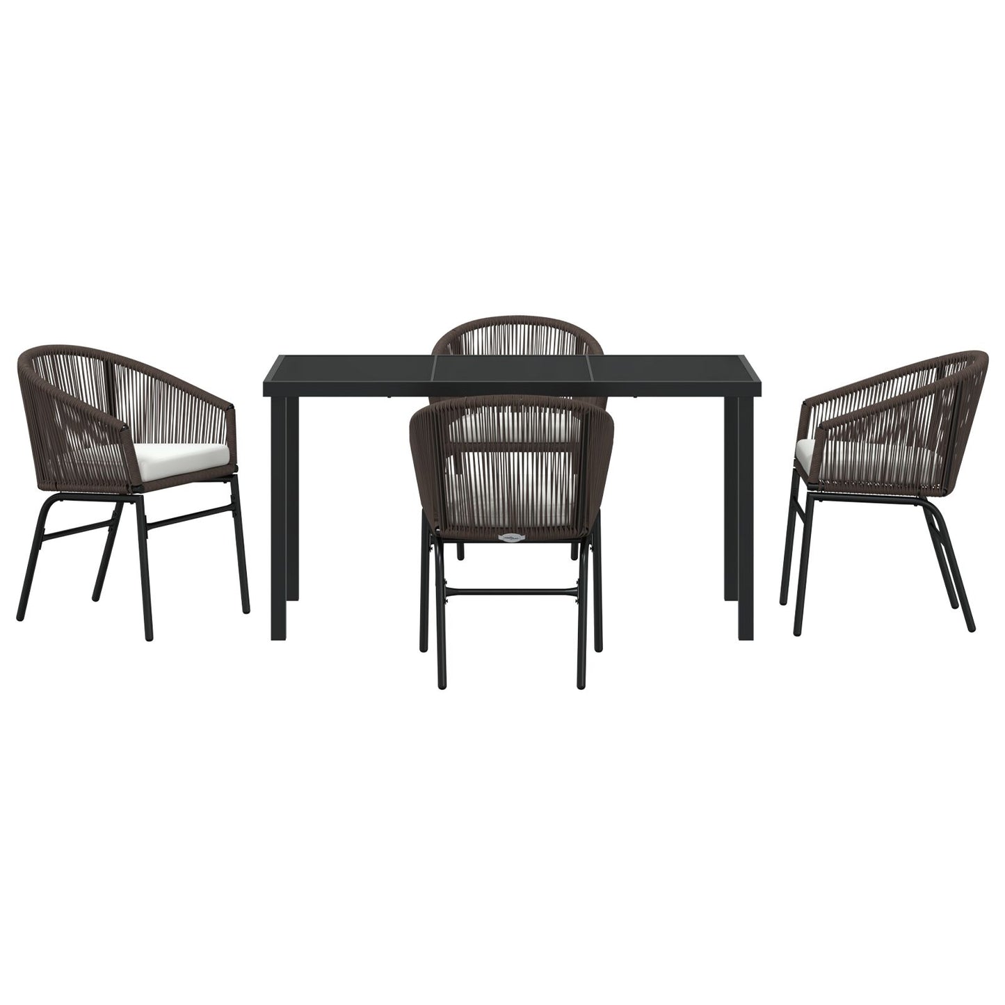 5-Delige Tuin Eetset Bruin Poly Rieten
