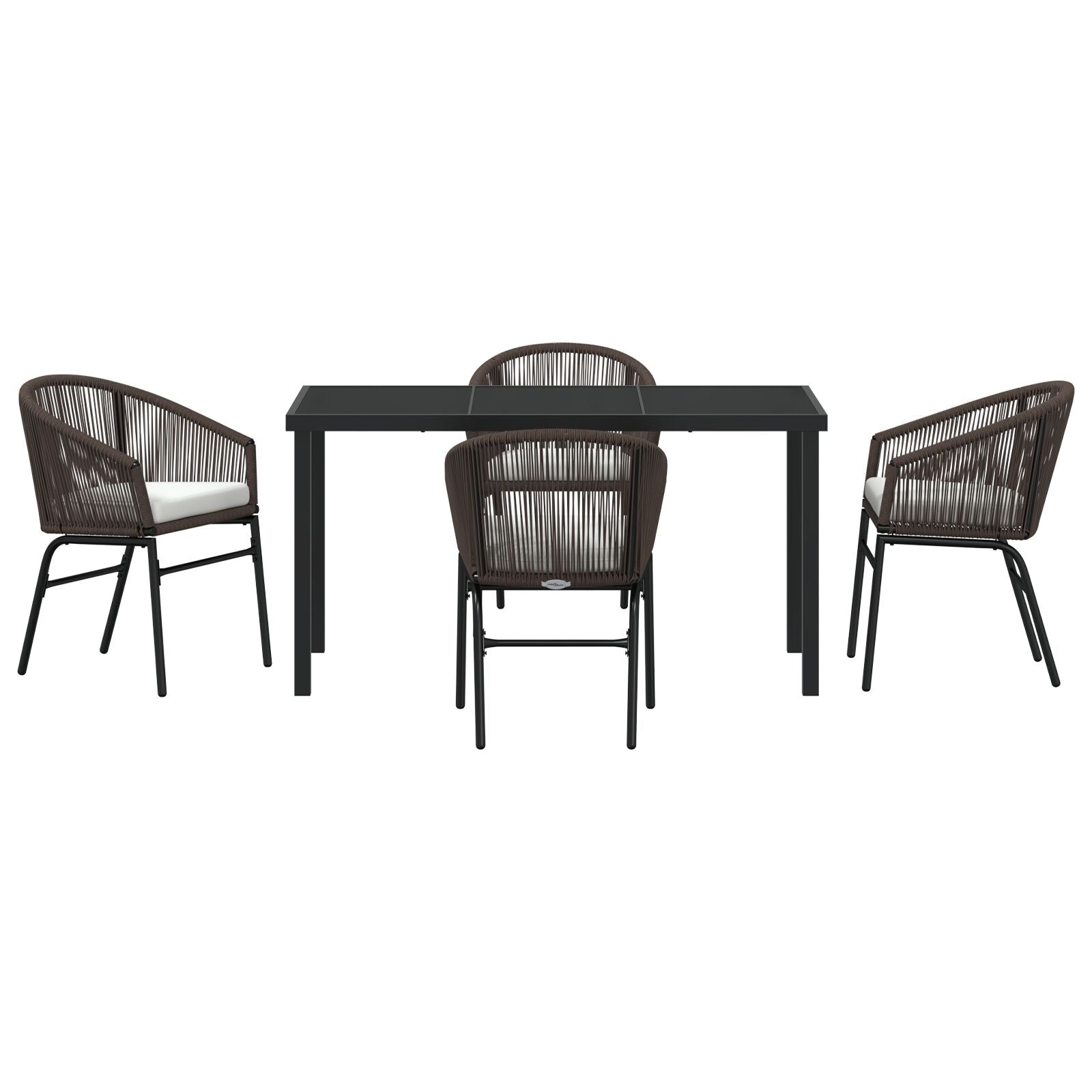 5-Delige Tuin Eetset Bruin Poly Rieten