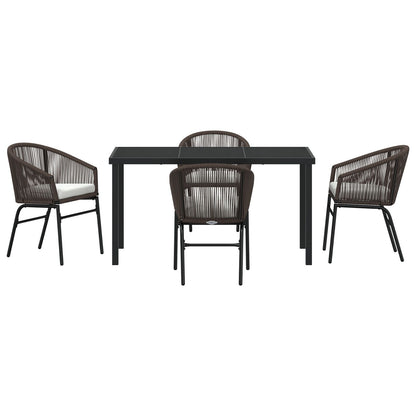 5-Delige Tuin Eetset Bruin Poly Rieten