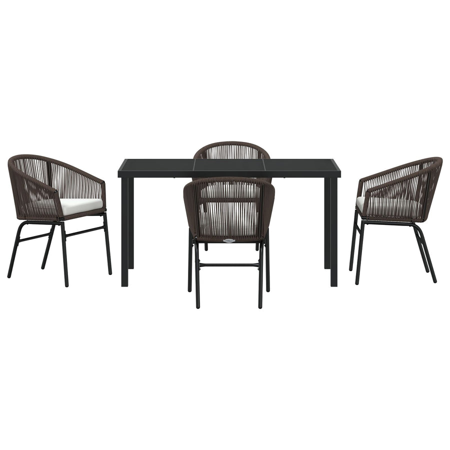 5-Delige Tuin Eetset Bruin Poly Rieten