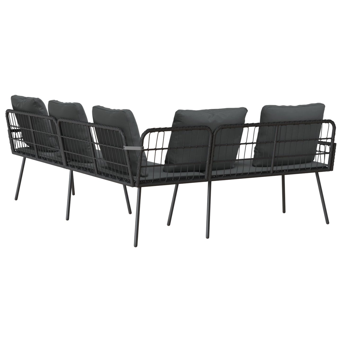 L-Vormige Bank 231X173X78 Cm Poly Rattan Zwart en donkergrijs
