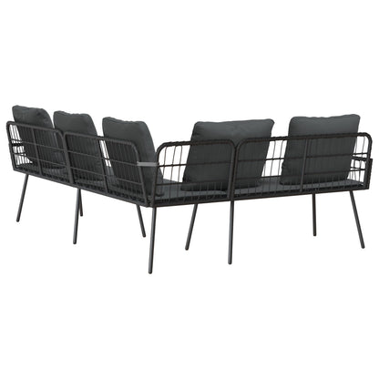 L-Vormige Bank 231X173X78 Cm Poly Rattan Zwart en donkergrijs