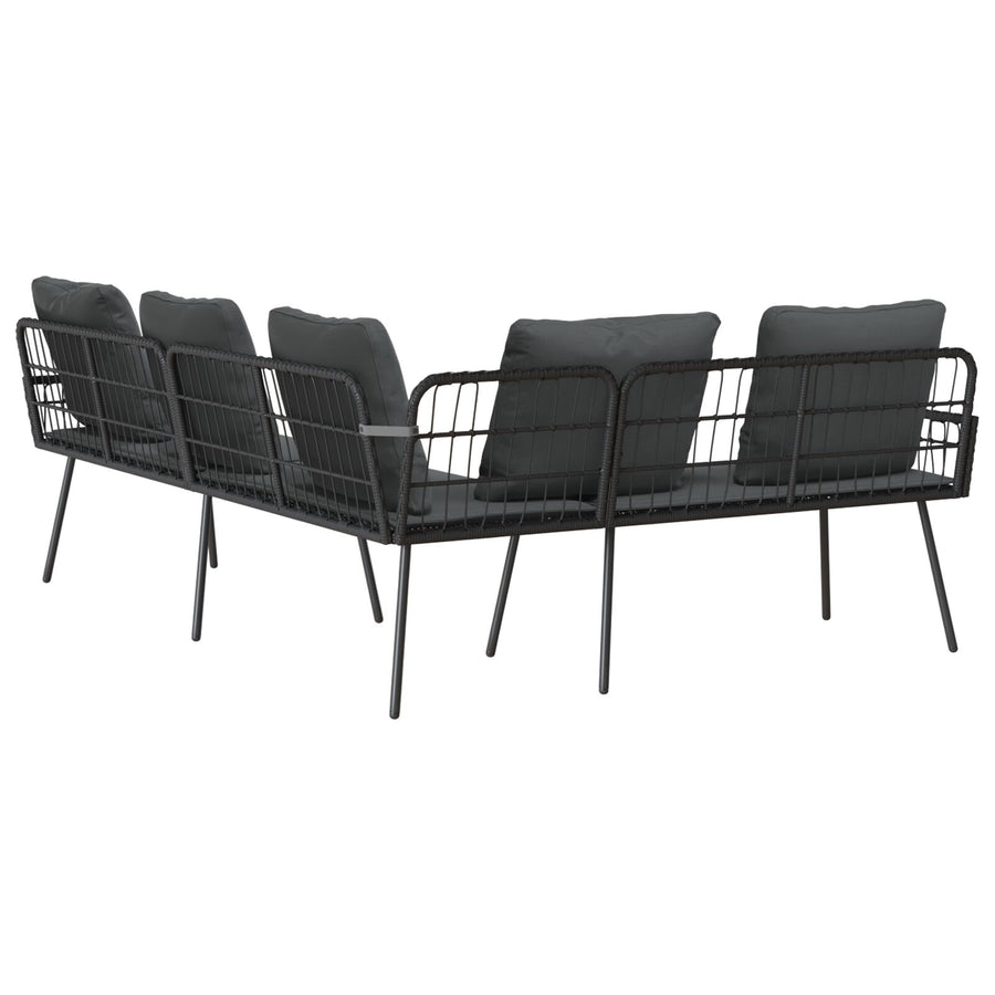 L-Vormige Bank 231X173X78 Cm Poly Rattan Zwart en donkergrijs