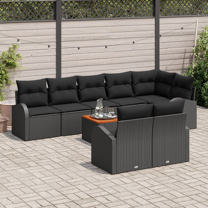 9-Delige Tuin Sofa Set Met Kussens Zwart Poly Rattan Acacia