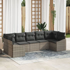 Garden Lounging Set with Storage 7 pcs Grey poly rattan