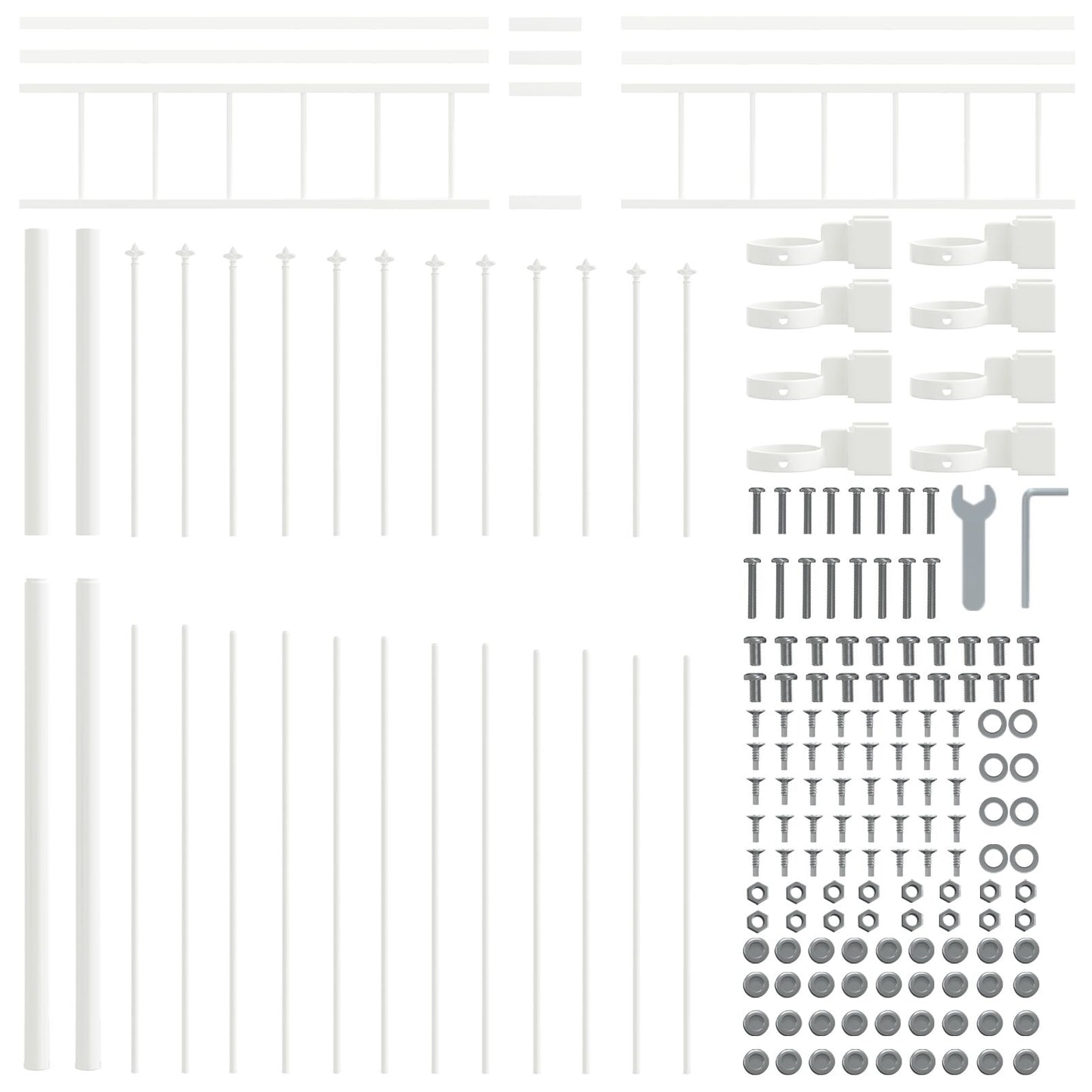 Tuinafstaking Met Hoepeltop 10,2X2 M Staal Wit 10.2 m 175-200 cm