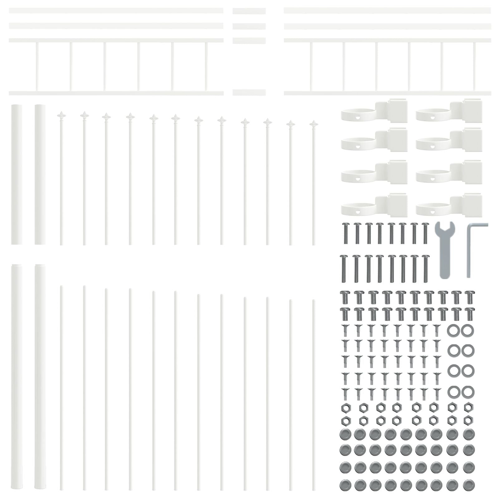 Tuinafstaking Met Hoepeltop 10,2X2 M Staal Wit 10.2 m 175-200 cm