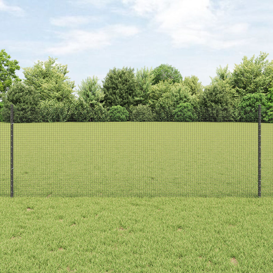 Gelaste Draad Fence Met 11 U-Palen Grijs 0.8X25 M Staal
