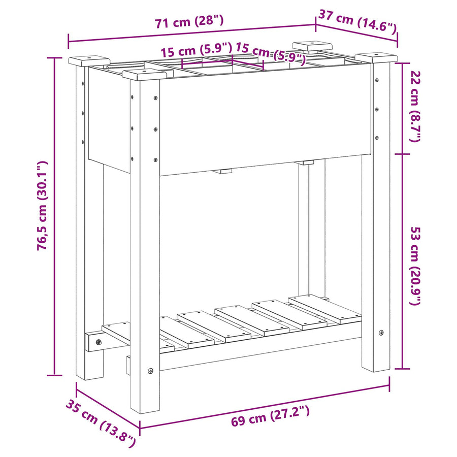 Tuinplantsoen Met Rasters 71X37X76 Cm Massief Hout Vuren 71 x 37 x 76.5 cm